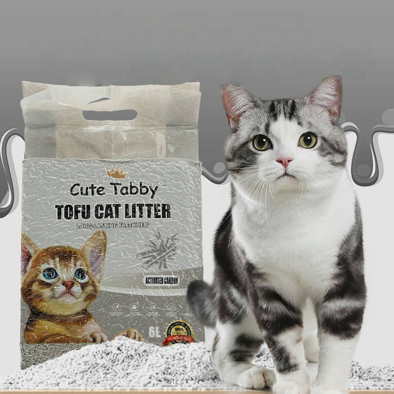 Cute Tabby Tofu Cat Litter Activated Carbon 6L