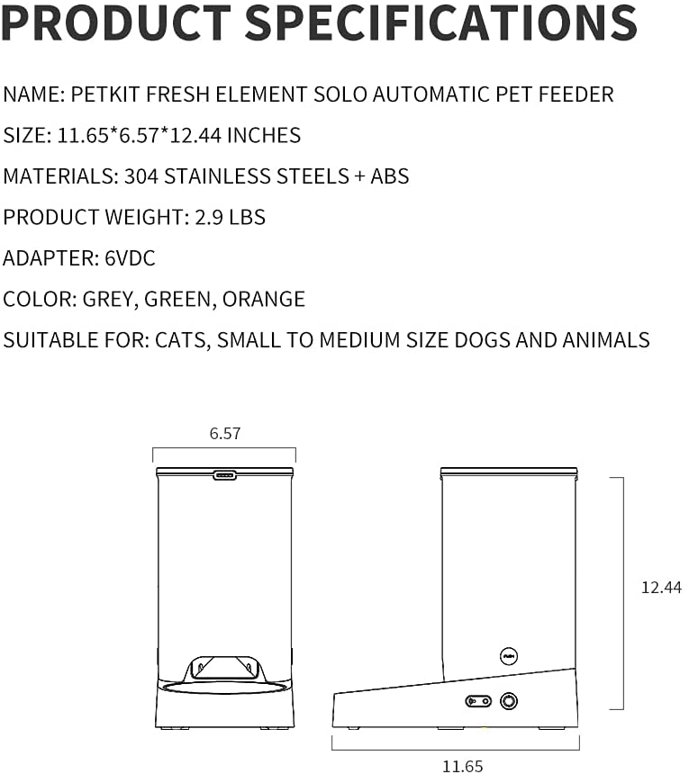 FRESH ELEMENT SOLO Smart Pet Feeder – Dark Grey