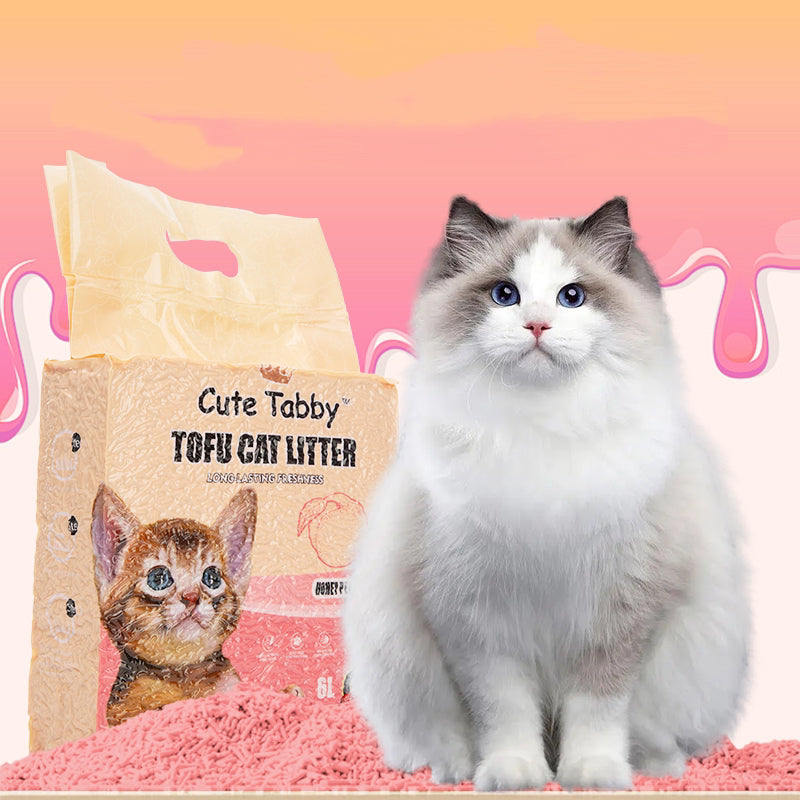 Cute Tabby Tofu Cat Litter Honey Peach 6L