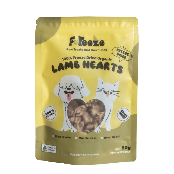 Freeze Dried Organic Australian Lamb Hearts 50g