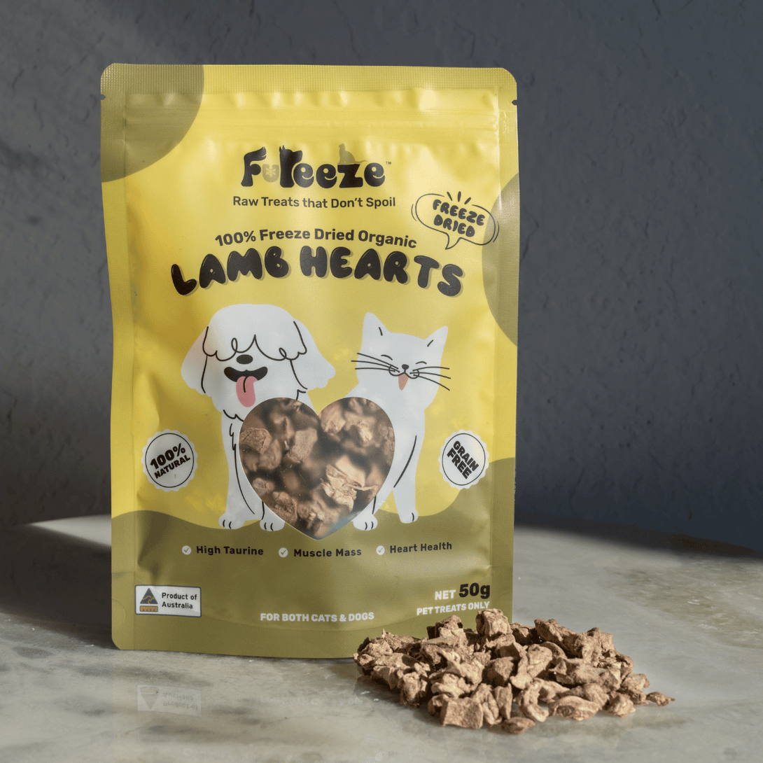 Freeze Dried Organic Australian Lamb Hearts 50g