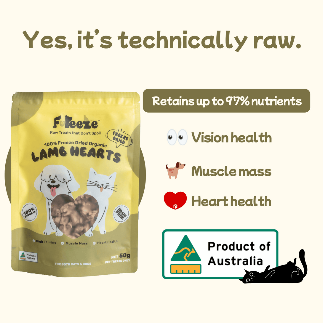 Freeze Dried Organic Australian Lamb Hearts 50g